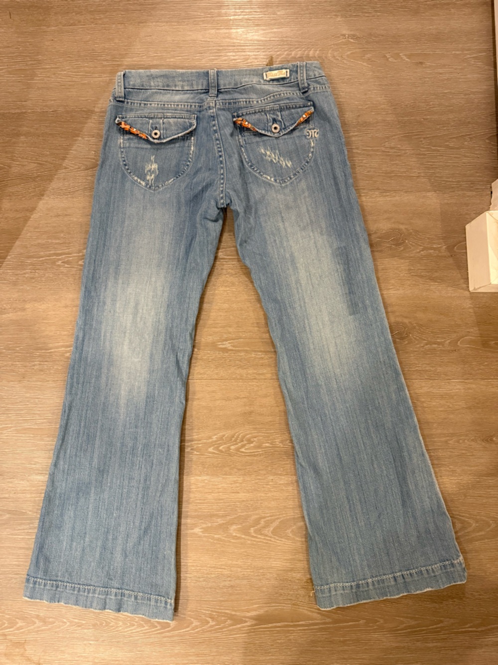 Miss Me Distressed Flare Jeans Light Wash Boho Pocket Detail Size 30 - Picture 3 of 12